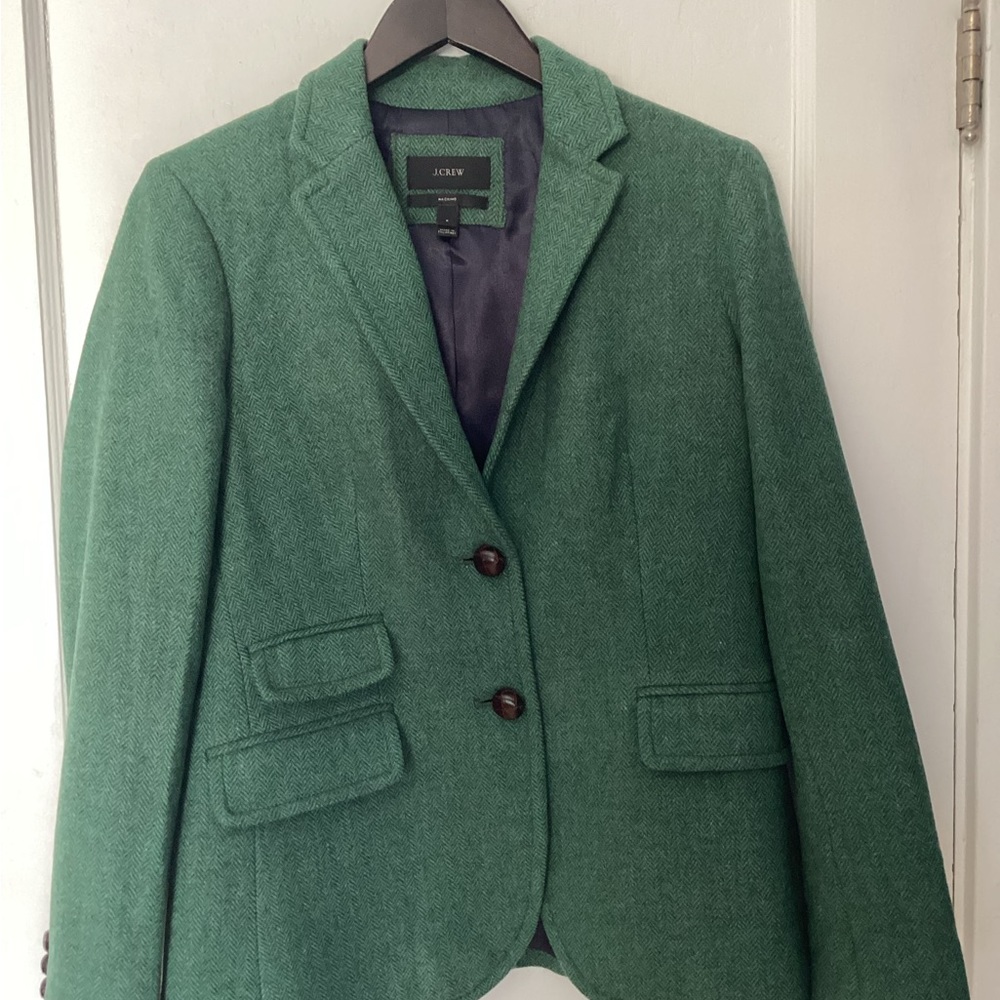 J.Crew Wool Jacket in Green Tweed